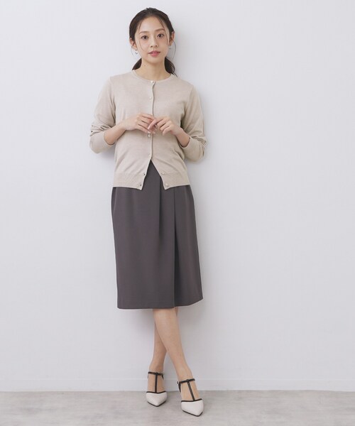 index（インデックス）の「柄編みクルーネックカーディガン【洗濯機OK】《7col》（カーディガン/ボレロ・レディース・ピンク/グリーン系5/チャコール/ホワイト系9/ネイビー/ブルー/ナチュラル・38/36/42/40）」の9枚目の写真