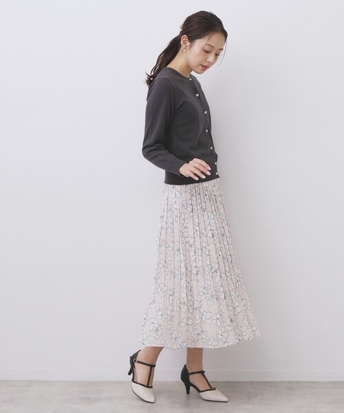 index（インデックス）の「柄編みクルーネックカーディガン【洗濯機OK】《7col》（カーディガン/ボレロ・レディース・ピンク/グリーン系5/チャコール/ホワイト系9/ネイビー/ブルー/ナチュラル・38/36/42/40）」の22枚目の写真