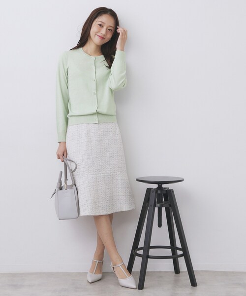 index（インデックス）の「柄編みクルーネックカーディガン【洗濯機OK】《7col》（カーディガン/ボレロ・レディース・ピンク/グリーン系5/チャコール/ホワイト系9/ネイビー/ブルー/ナチュラル・38/36/42/40）」の18枚目の写真