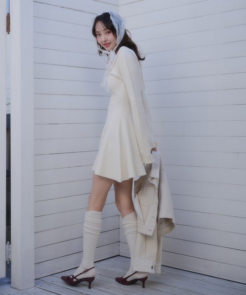 fupel(フぺル)の「back open ribbon mini collar onepiece / バックオープンリボンカラーミニワンピース(ワンピース・レディース・アイボリー/ブラウン・FREE)」の15枚目の写真