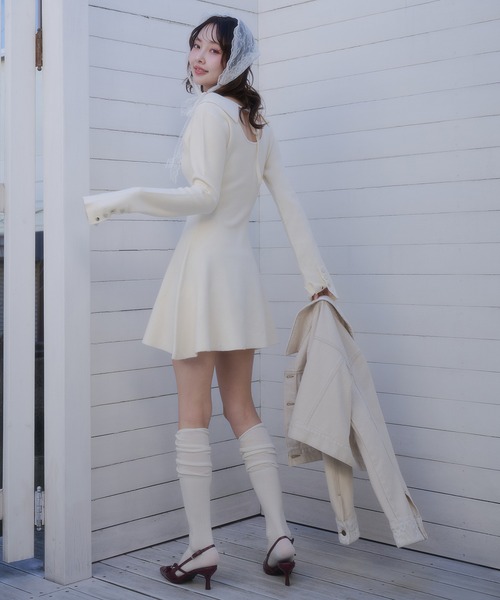 fupel(フぺル)の「back open ribbon mini collar onepiece / バックオープンリボンカラーミニワンピース(ワンピース・レディース・アイボリー/ブラウン・FREE)」の17枚目の写真