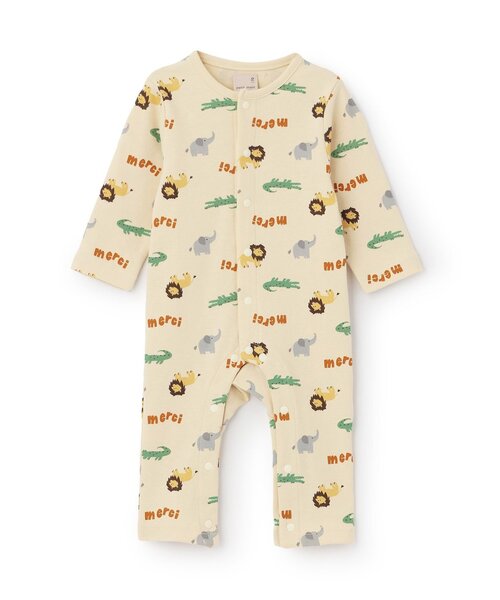 petit main（プティマイン）の「【GOODPRICE】長袖カバーオール（ロンパース・キッズ・オフホワイト/ライトブルー/ネイビー/ライトグリーン/カラフル/クリーム・80ｃｍ/70cm）」の2枚目の写真