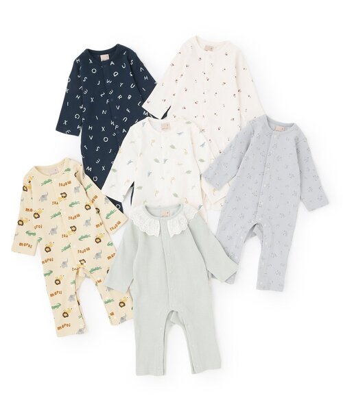 petit main（プティマイン）の「【GOODPRICE】長袖カバーオール（ロンパース・キッズ・オフホワイト/ライトブルー/ネイビー/ライトグリーン/カラフル/クリーム・80ｃｍ/70cm）」の7枚目の写真