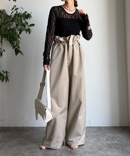 DouDou（ドゥドゥ）の「【WEB限定】レースサイドタックプルオーバー（Tシャツ/カットソー・レディース・ブラック/アイボリー/チャコールグレー・FREE）」の13枚目の写真