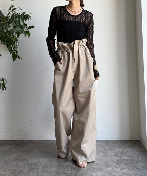 DouDou（ドゥドゥ）の「【WEB限定】レースサイドタックプルオーバー（Tシャツ/カットソー・レディース・ブラック/アイボリー/チャコールグレー・FREE）」の14枚目の写真