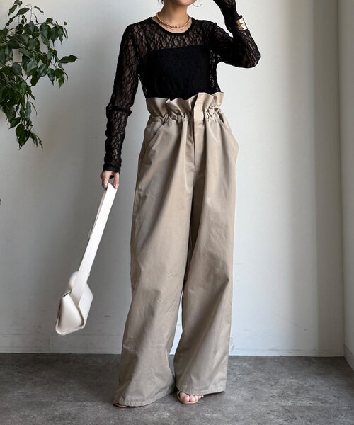 DouDou（ドゥドゥ）の「【WEB限定】レースサイドタックプルオーバー（Tシャツ/カットソー・レディース・ブラック/アイボリー/チャコールグレー・FREE）」の15枚目の写真