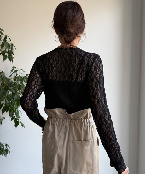 DouDou（ドゥドゥ）の「【WEB限定】レースサイドタックプルオーバー（Tシャツ/カットソー・レディース・ブラック/アイボリー/チャコールグレー・FREE）」の21枚目の写真