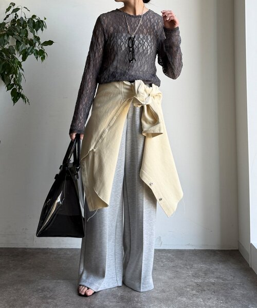 DouDou（ドゥドゥ）の「【WEB限定】レースサイドタックプルオーバー（Tシャツ/カットソー・レディース・ブラック/アイボリー/チャコールグレー・FREE）」の22枚目の写真