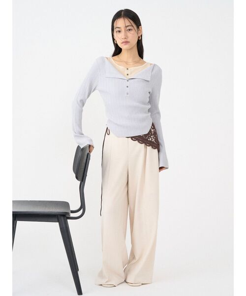 LAGUNAMOON（ラグナムーン）の「レイヤードライクリブニットプルオーバー（ニット/セーター・レディース・ピンク/ライトグレー/ホワイト・FREE）」の14枚目の写真