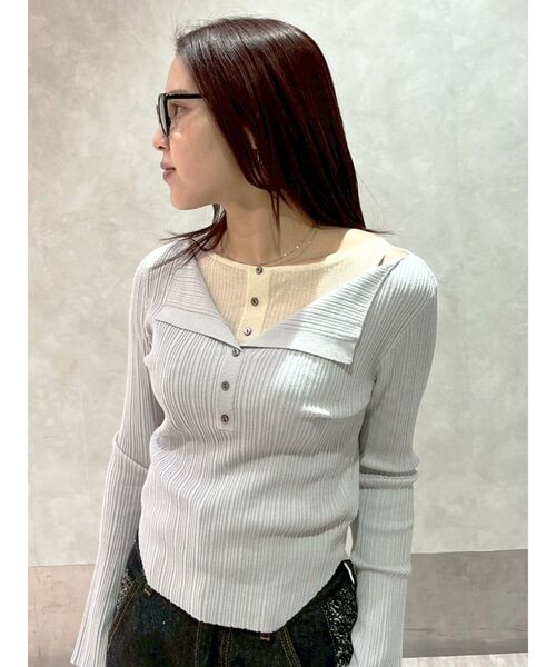 LAGUNAMOON（ラグナムーン）の「レイヤードライクリブニットプルオーバー（ニット/セーター・レディース・ピンク/ライトグレー/ホワイト・FREE）」の16枚目の写真