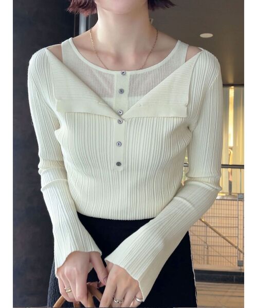 LAGUNAMOON（ラグナムーン）の「レイヤードライクリブニットプルオーバー（ニット/セーター・レディース・ピンク/ライトグレー/ホワイト・FREE）」の21枚目の写真