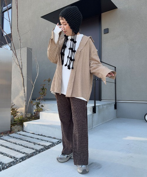 CORNERS(コーナーズ)の「【CORNERS by shiosanb】3wayストライプシャツ(シャツ/ブラウス・レディース・ブルー/ピンク/ベージュ・M)」の2枚目の写真