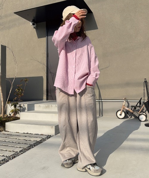 CORNERS(コーナーズ)の「【CORNERS by shiosanb】3wayストライプシャツ(シャツ/ブラウス・レディース・ブルー/ピンク/ベージュ・M)」の1枚目の写真