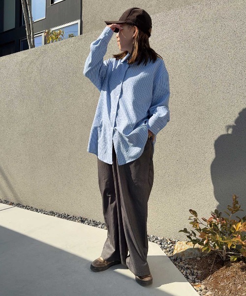 CORNERS(コーナーズ)の「【CORNERS by shiosanb】3wayストライプシャツ(シャツ/ブラウス・レディース・ブルー/ピンク/ベージュ・M)」の18枚目の写真