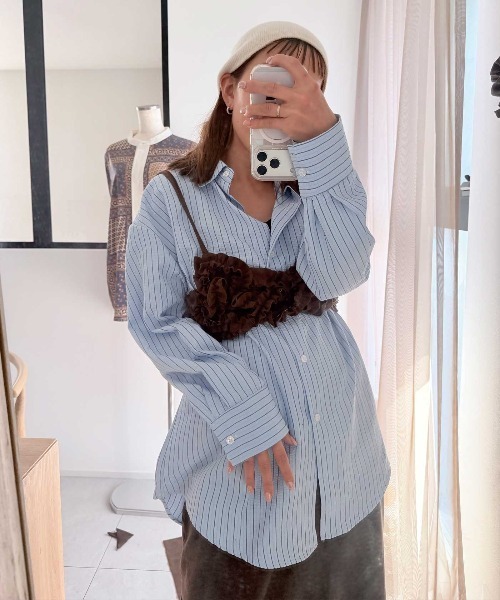 CORNERS(コーナーズ)の「【CORNERS by shiosanb】3wayストライプシャツ(シャツ/ブラウス・レディース・ブルー/ピンク/ベージュ・M)」の20枚目の写真