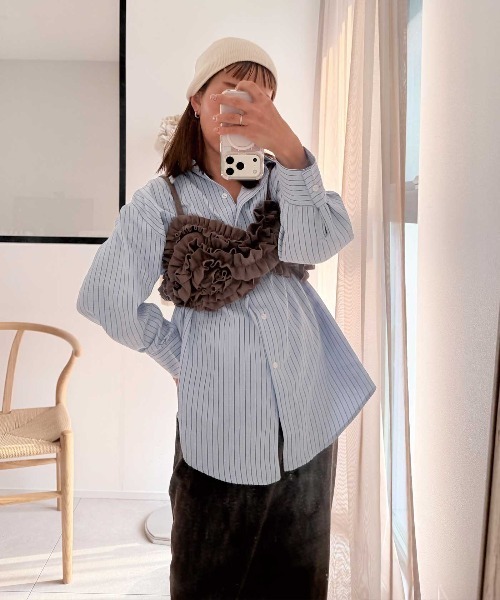 CORNERS(コーナーズ)の「【CORNERS by shiosanb】3wayストライプシャツ(シャツ/ブラウス・レディース・ブルー/ピンク/ベージュ・M)」の11枚目の写真