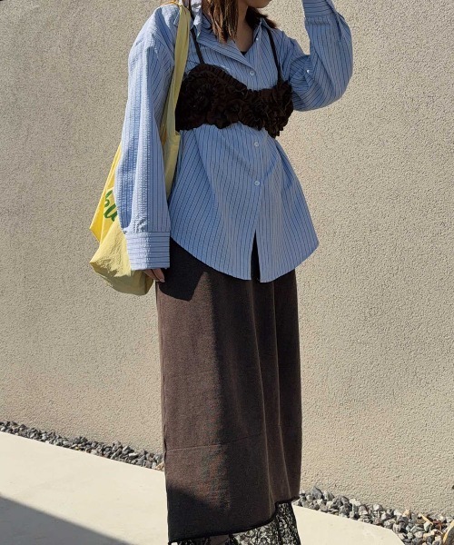 CORNERS(コーナーズ)の「【CORNERS by shiosanb】3wayストライプシャツ(シャツ/ブラウス・レディース・ブルー/ピンク/ベージュ・M)」の9枚目の写真