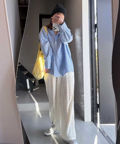 CORNERS(コーナーズ)の「【CORNERS by shiosanb】3wayストライプシャツ(シャツ/ブラウス・レディース・ブルー/ピンク/ベージュ・M)」の10枚目の写真