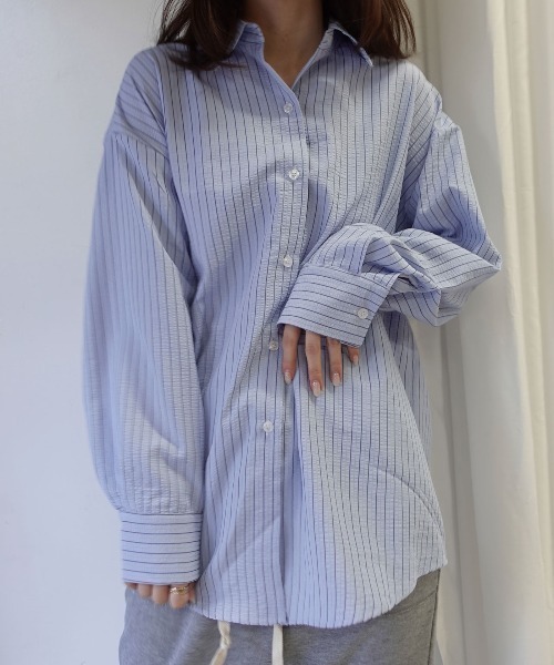 CORNERS(コーナーズ)の「3wayストライプシャツ(シャツ/ブラウス・レディース・ブルー/ピンク/ベージュ・M)」の5枚目の写真