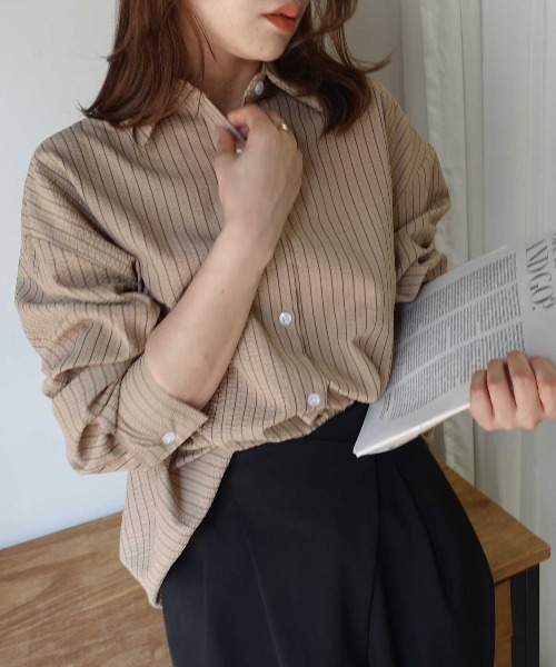 CORNERS(コーナーズ)の「3wayストライプシャツ(シャツ/ブラウス・レディース・ブルー/ピンク/ベージュ・M)」の13枚目の写真