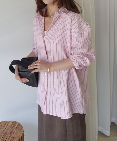 CORNERS(コーナーズ)の「3wayストライプシャツ(シャツ/ブラウス・レディース・ブルー/ピンク/ベージュ・M)」の18枚目の写真