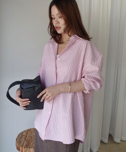 CORNERS(コーナーズ)の「3wayストライプシャツ(シャツ/ブラウス・レディース・ブルー/ピンク/ベージュ・M)」の19枚目の写真