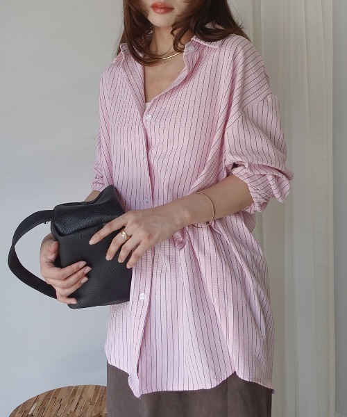 CORNERS(コーナーズ)の「3wayストライプシャツ(シャツ/ブラウス・レディース・ブルー/ピンク/ベージュ・M)」の20枚目の写真