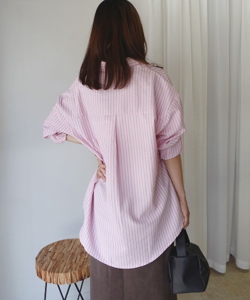 CORNERS(コーナーズ)の「3wayストライプシャツ(シャツ/ブラウス・レディース・ブルー/ピンク/ベージュ・M)」の22枚目の写真