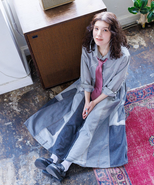 DOUBLE NAME（ダブルネーム）の「【m:rex】ミニ恐竜ワッペンショート丈チェックシャツ（シャツ/ブラウス・レディース・ピンク/ホワイト・FREE）」の16枚目の写真