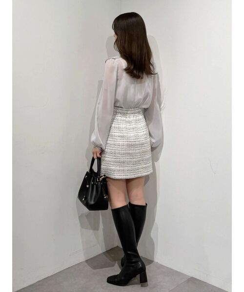 MERCURYDUO（マーキュリーデュオ）の「ツイード台形ミニスカート（スカート・レディース・オフホワイト/ミント・SMALL/MEDIUM）」の16枚目の写真