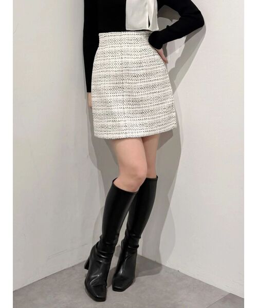 MERCURYDUO（マーキュリーデュオ）の「ツイード台形ミニスカート（スカート・レディース・オフホワイト/ミント・SMALL/MEDIUM）」の15枚目の写真