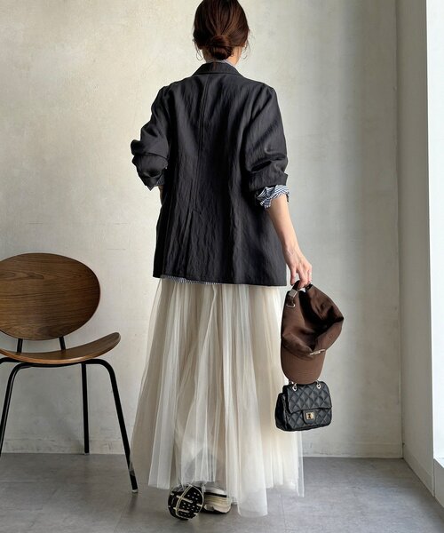 DouDou(ドゥドゥ)の「ダブルジャケット(テーラードジャケット・レディース・チャコールグレー/ベージュ・FREE)」の7枚目の写真