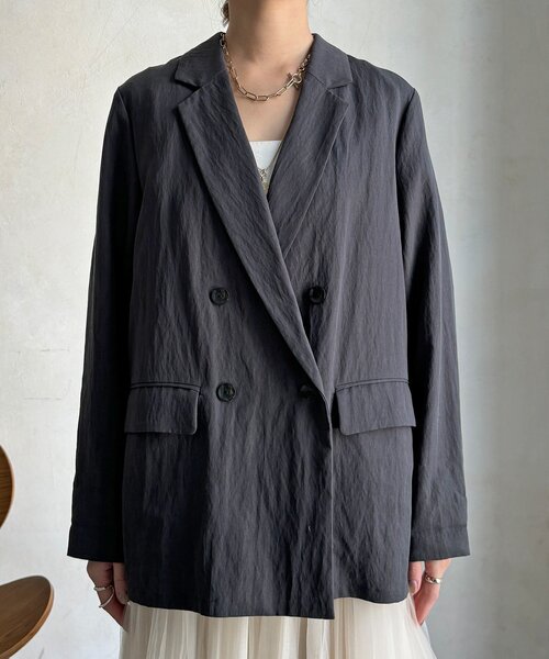 DouDou(ドゥドゥ)の「ダブルジャケット(テーラードジャケット・レディース・チャコールグレー/ベージュ・FREE)」の12枚目の写真