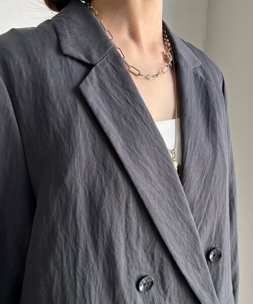 DouDou(ドゥドゥ)の「ダブルジャケット(テーラードジャケット・レディース・チャコールグレー/ベージュ・FREE)」の17枚目の写真