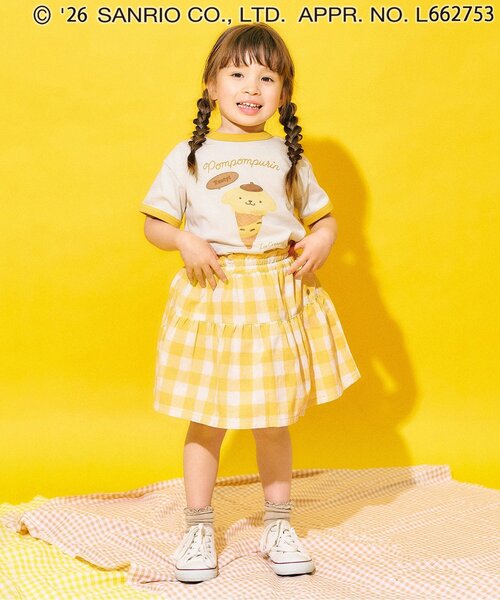 Seraph（セラフ）の「ポムポムプリン　リンガーTシャツ（Tシャツ/カットソー・キッズ・ミント/ベージュ・140/130/120/110/100/90/80）」の4枚目の写真