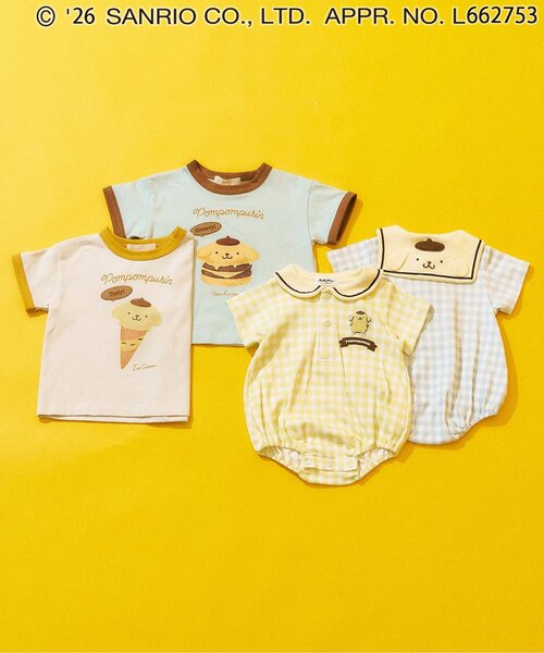 Seraph（セラフ）の「ポムポムプリン　リンガーTシャツ（Tシャツ/カットソー・キッズ・ミント/ベージュ・140/130/120/110/100/90/80）」の11枚目の写真