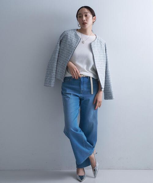 UNTITLED（アンタイトル）の「ツイードジップジャケット（ブルゾン・レディース・ライトグレー系3・00/01/02/03/04/44/48）」の5枚目の写真