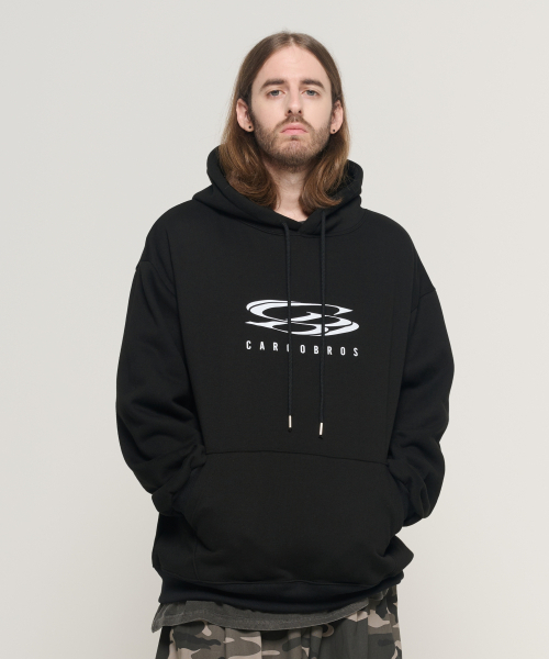 CARGOBROS(カーゴブロス)の「サークルロゴオーバーフィットフードTシャツ(ブラック)(パーカー・メンズ・その他・SMALL/MEDIUM/LARGE/X-LARGE/S-M/M-L/L-XL/XL-XXL)」の1枚目の写真