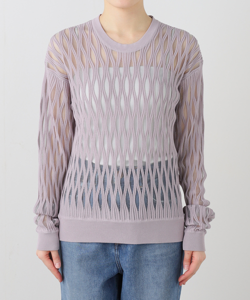 TAAKK(ターク)の「TAAKK WAVEFORM MESH PULLOVER KNIT TA26SS-KN066:ニット(ニット/セーター・レディース・ラベンダー・SMALL)」の4枚目の写真
