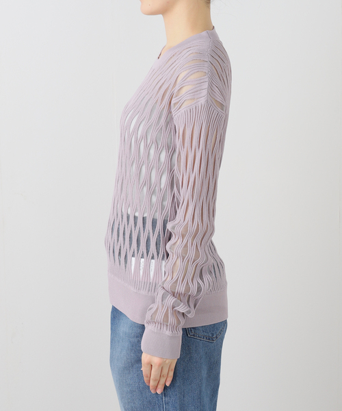 TAAKK(ターク)の「TAAKK WAVEFORM MESH PULLOVER KNIT TA26SS-KN066:ニット(ニット/セーター・レディース・ラベンダー・SMALL)」の5枚目の写真