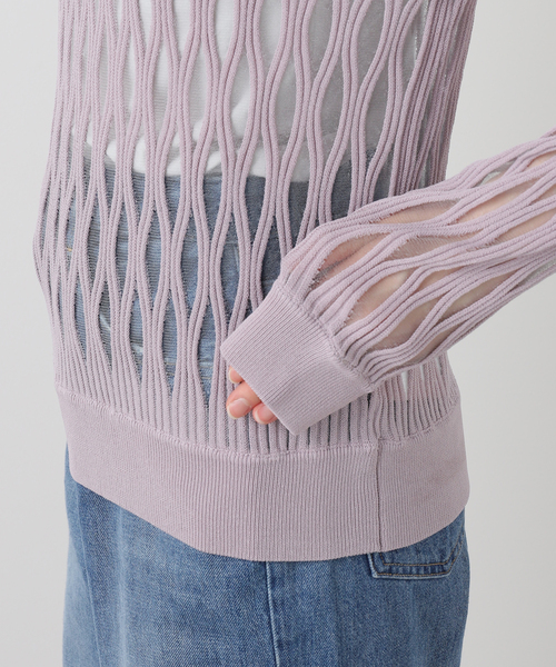 TAAKK(ターク)の「TAAKK WAVEFORM MESH PULLOVER KNIT TA26SS-KN066:ニット(ニット/セーター・レディース・ラベンダー・SMALL)」の8枚目の写真