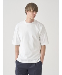 ウェルトヘム半袖コットンニットTシャツ