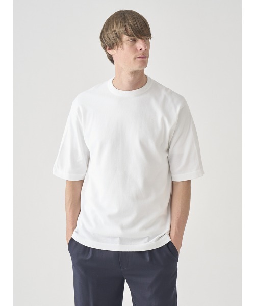 JOHN SMEDLEY(ジョンスメドレー)の「ウェルトヘム半袖コットンニットTシャツ(ニット/セーター・メンズ・ホワイト系2・XL/M/S)」の4枚目の写真