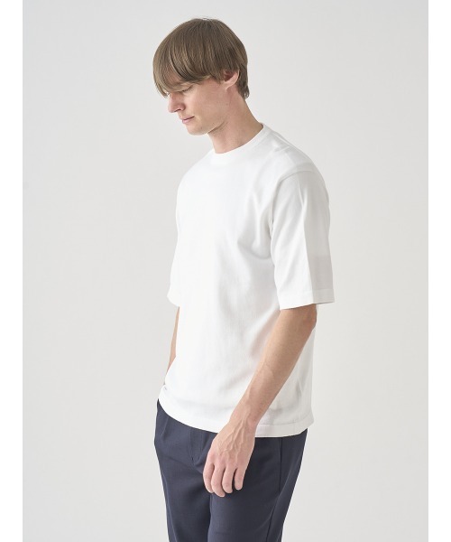 JOHN SMEDLEY(ジョンスメドレー)の「ウェルトヘム半袖コットンニットTシャツ(ニット/セーター・メンズ・ホワイト系2・XL/M/S)」の5枚目の写真