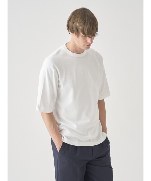JOHN SMEDLEY(ジョンスメドレー)の「ウェルトヘム半袖コットンニットTシャツ(ニット/セーター・メンズ・ホワイト系2・XL/M/S)」の8枚目の写真