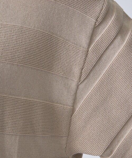 FORTUNA HOMME（フォルトゥナオム）の「【FORTUNA/フォルトゥナ】EcotecDryKnitボーダーT/エコテックドライニットボーダーTシャツ/ユニセックス/WEB限定（ニット/セーター・メンズ・グレイッシュベージュ/ブラック/ホワイト・L/M）」の9枚目の写真