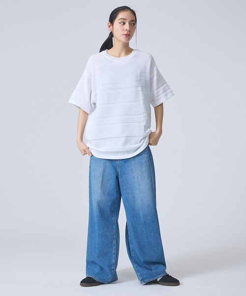 FORTUNA HOMME（フォルトゥナオム）の「【FORTUNA/フォルトゥナ】EcotecDryKnitボーダーT/エコテックドライニットボーダーTシャツ/ユニセックス/WEB限定（ニット/セーター・メンズ・グレイッシュベージュ/ブラック/ホワイト・L/M）」の10枚目の写真