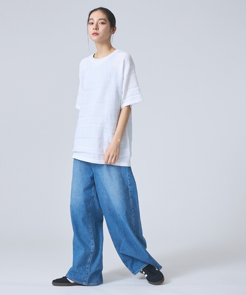 FORTUNA HOMME（フォルトゥナオム）の「【FORTUNA/フォルトゥナ】EcotecDryKnitボーダーT/エコテックドライニットボーダーTシャツ/ユニセックス/WEB限定（ニット/セーター・メンズ・グレイッシュベージュ/ブラック/ホワイト・L/M）」の11枚目の写真