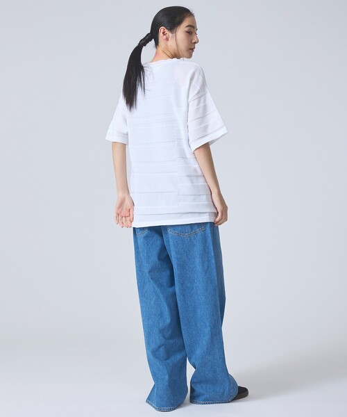 FORTUNA HOMME（フォルトゥナオム）の「【FORTUNA/フォルトゥナ】EcotecDryKnitボーダーT/エコテックドライニットボーダーTシャツ/ユニセックス/WEB限定（ニット/セーター・メンズ・グレイッシュベージュ/ブラック/ホワイト・L/M）」の13枚目の写真