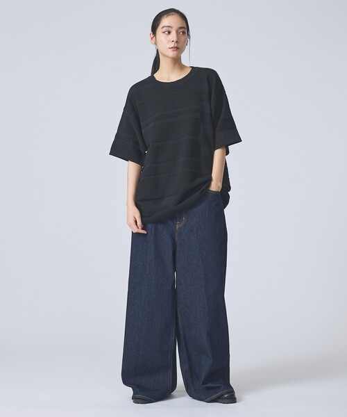 FORTUNA HOMME（フォルトゥナオム）の「【FORTUNA/フォルトゥナ】EcotecDryKnitボーダーT/エコテックドライニットボーダーTシャツ/ユニセックス/WEB限定（ニット/セーター・メンズ・グレイッシュベージュ/ブラック/ホワイト・L/M）」の16枚目の写真